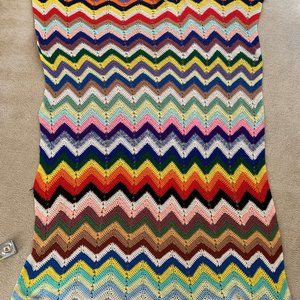 HANDMADE  multicolor "Everyone Included" afghan crochet blanket, zig zag pattern